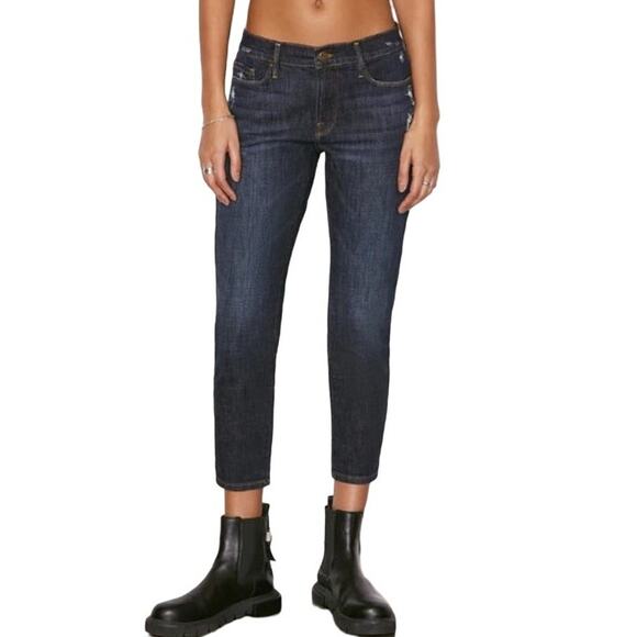 Frame Le Garcon Crop Jeans Girlfriend Mid Rise Stretch Denim Covant 28"x25" - Picture 1 of 5